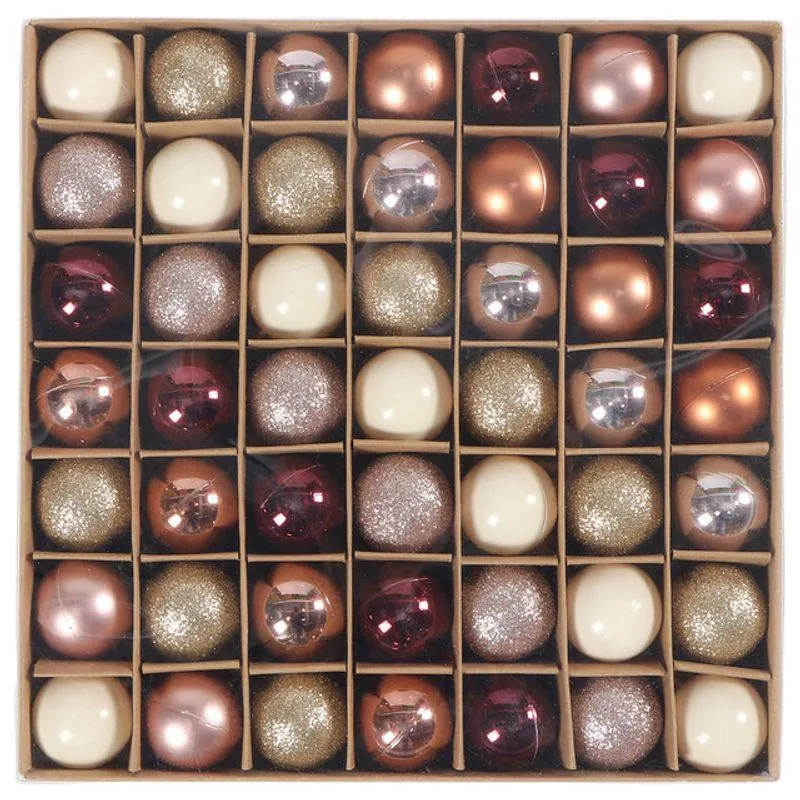 Set 49 globuri pentru Craciun Actuel, plastic, diverse culori