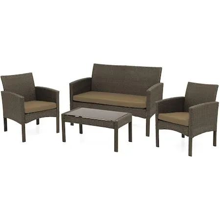 Set mobilier gradina/terasa Kring Bahamas, masa, canapea, 2 fotolii, maro