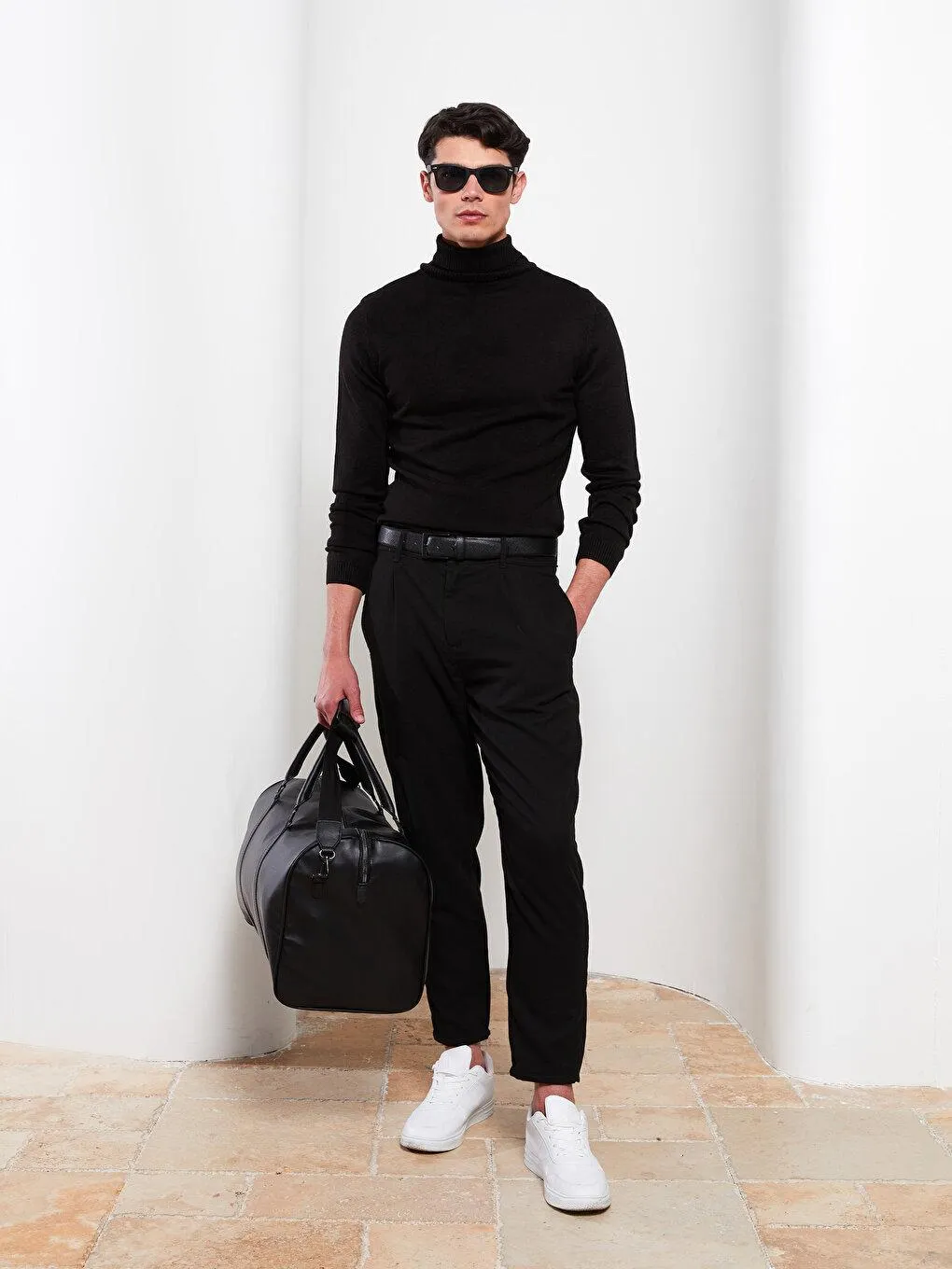 Pulover Tricotat Pentru Bărbați Cu Mânecă Lungă Şi Cu Guler Ȋnalt