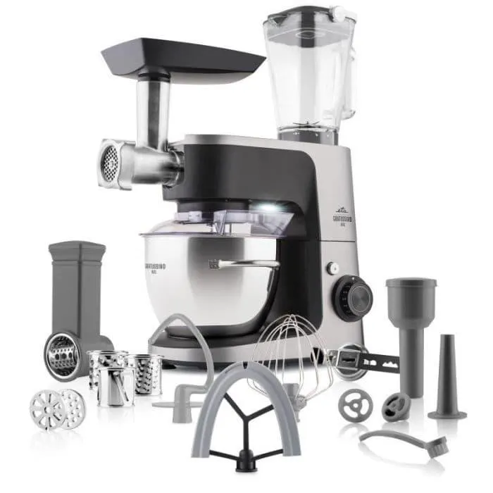Robot de bucatarie ETA Gratussino III 3023 90020, 1200W, 4.5 litri, control continuu al vitezei + PULS, negru/gri