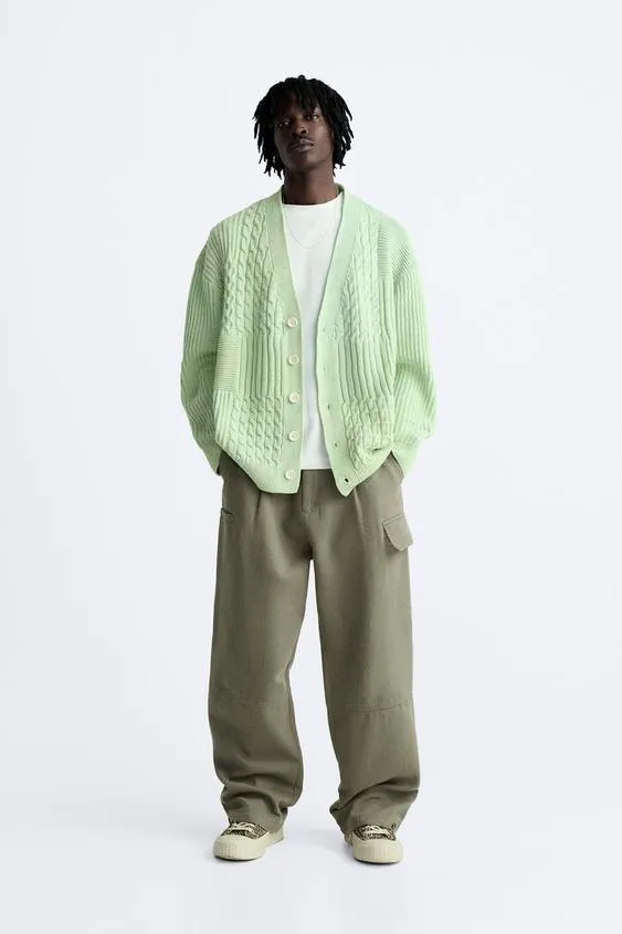 CARDIGAN CU STRUCTURĂ ȘI ÎMPLETITURI