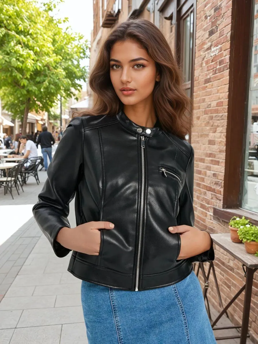 Jachetă biker din piele ecologică