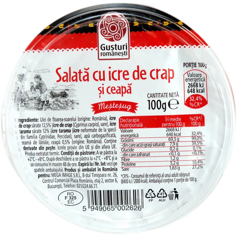 Gusturi romanesti | Salata cu icre de crap si ceapa 100g