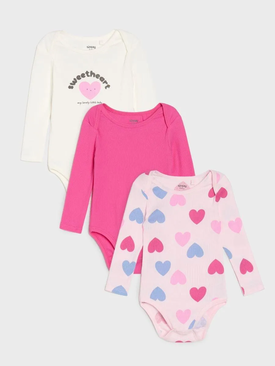 Set de 3 bodyuri cu mânecă lungă, din bumbac