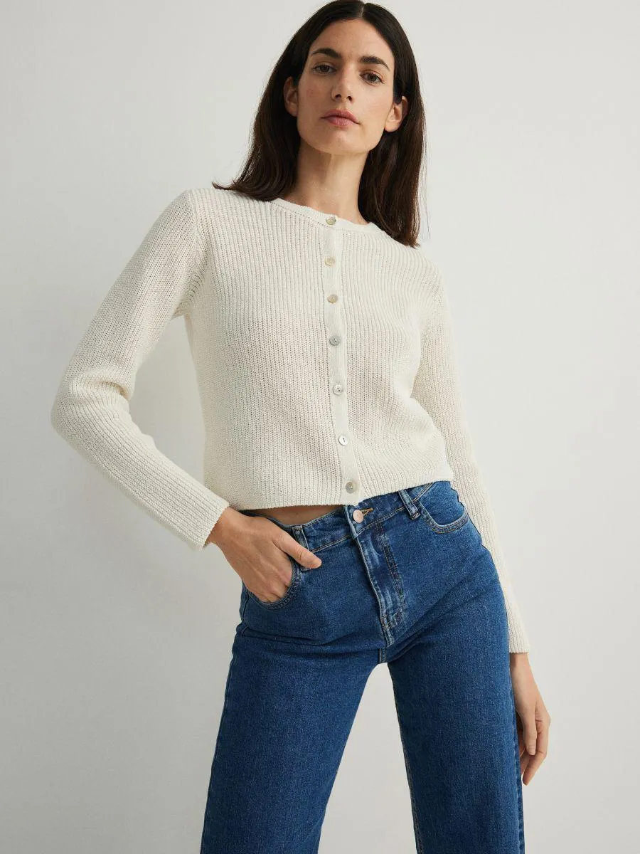 Cardigan scurt cu adaos de bumbac