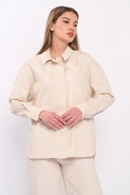 Manche Paris - Camasa dama cu detalii aplicate pe maneca