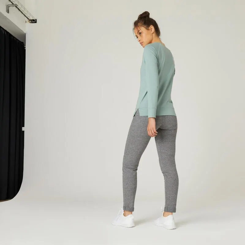 Pantalon de trening Slim 500 Fitness Gri Damă