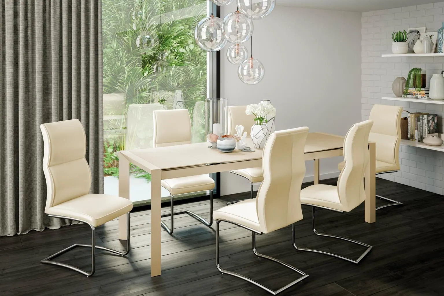 Pachet masă mare New York și 6 scaune Ulysse