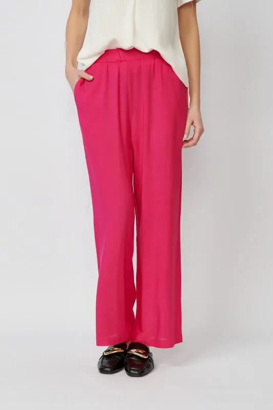 Pantaloni dama din vascoza ciclame cu buzunare