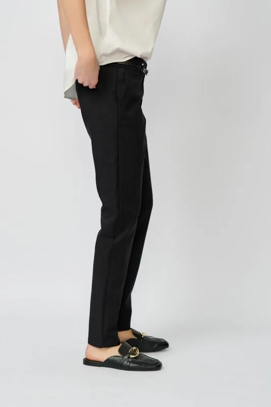 Pantaloni dama negru cu buzunare laterale