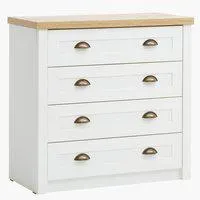 Comodă 4 sertare MARKSKEL alb/stejar