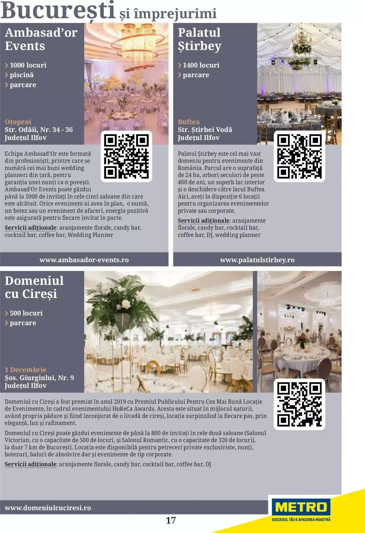 Catalog Metro - Ghid locații pentru evenimente 2022 de la 5 aprilie până la 31 decembrie 2023 - Revista Pagina 17
