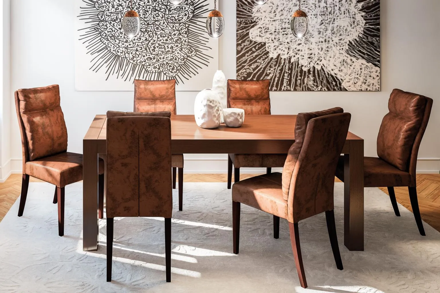 Masă extensibilă Legano și 6 scaune Alaska Clasic