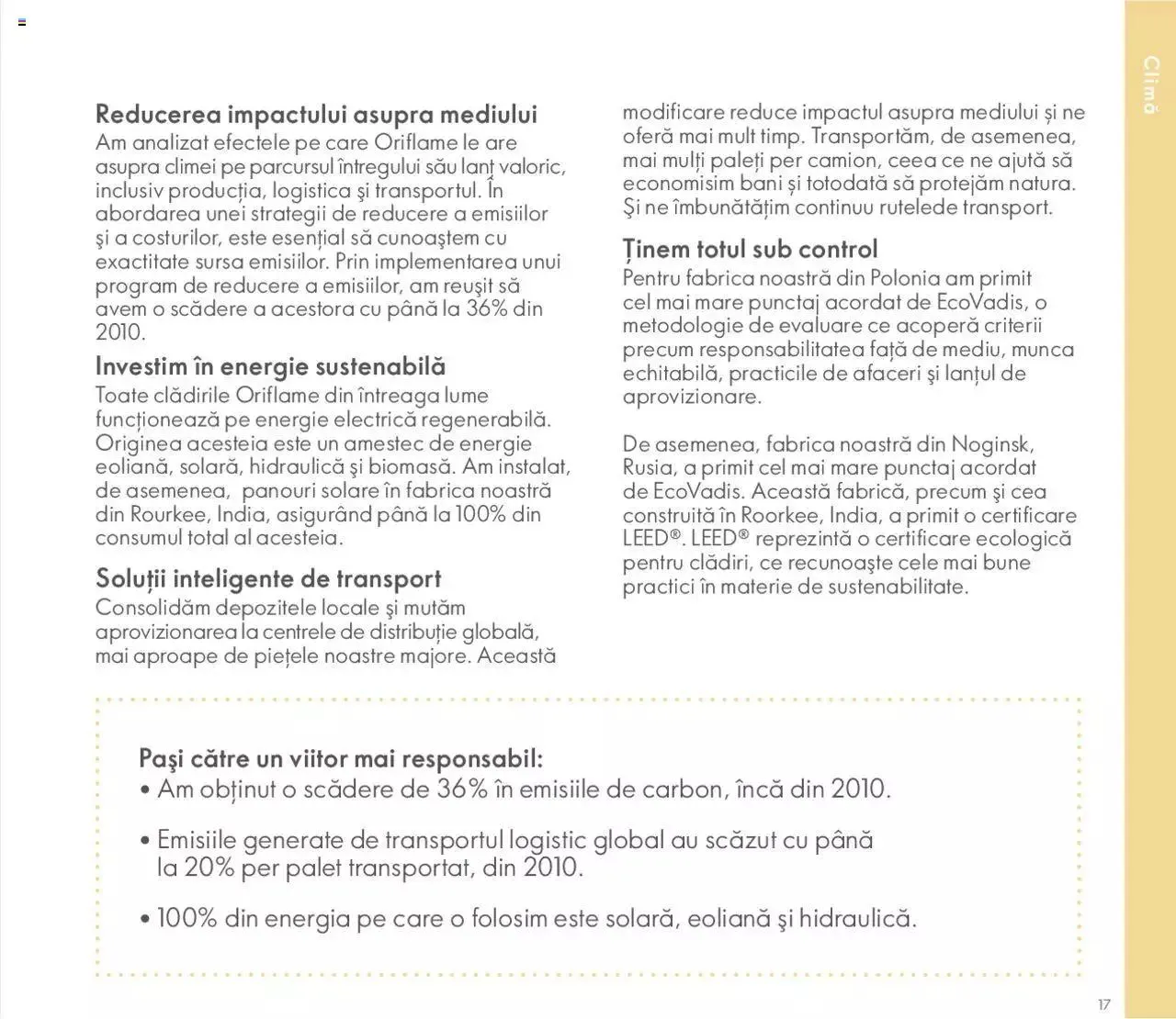 Catalog Oriflame catalog - Broșură Sustenabilitate de la 25 octombrie până la 31 decembrie 2023 - Revista Pagina 17