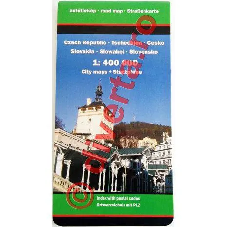 CEHIA / SLOVACIA, harta pliata rutiera, administrativa, turistica, 94x125cm, scara 1:400.000