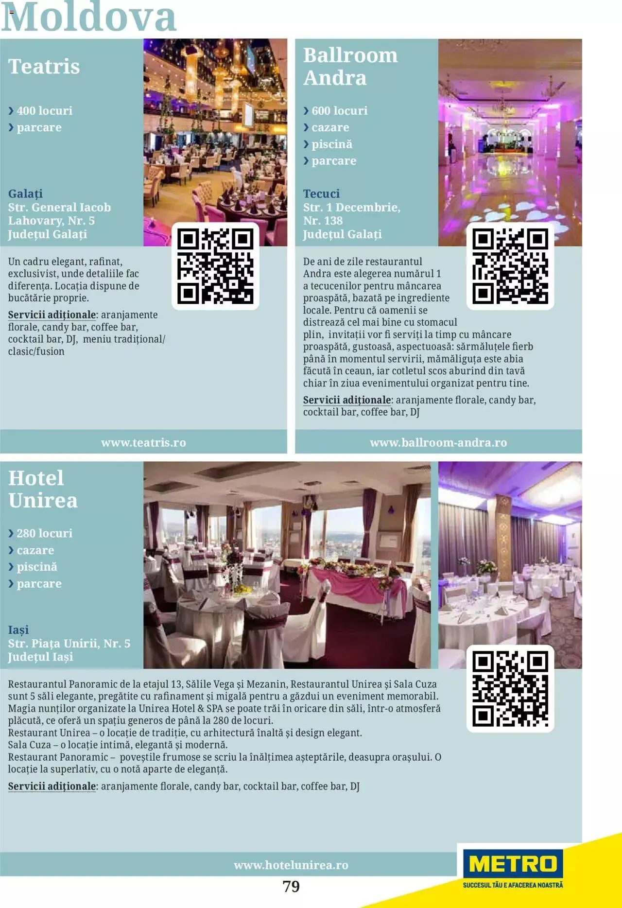 Catalog Metro - Ghid locații pentru evenimente 2022 de la 5 aprilie până la 31 decembrie 2023 - Revista Pagina 79