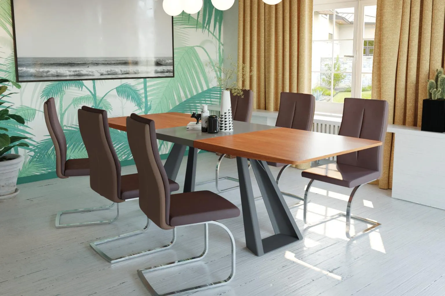 Masă Palatin și 6 scaune Amos