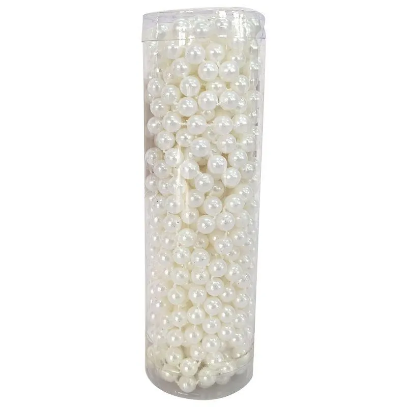 Decoratiune tip ghirlanda cu margele pentru Craciun Actuel, alb, 6 m