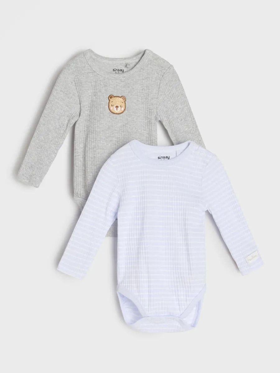 Set 2 body din bumbac cu mânecă lungă