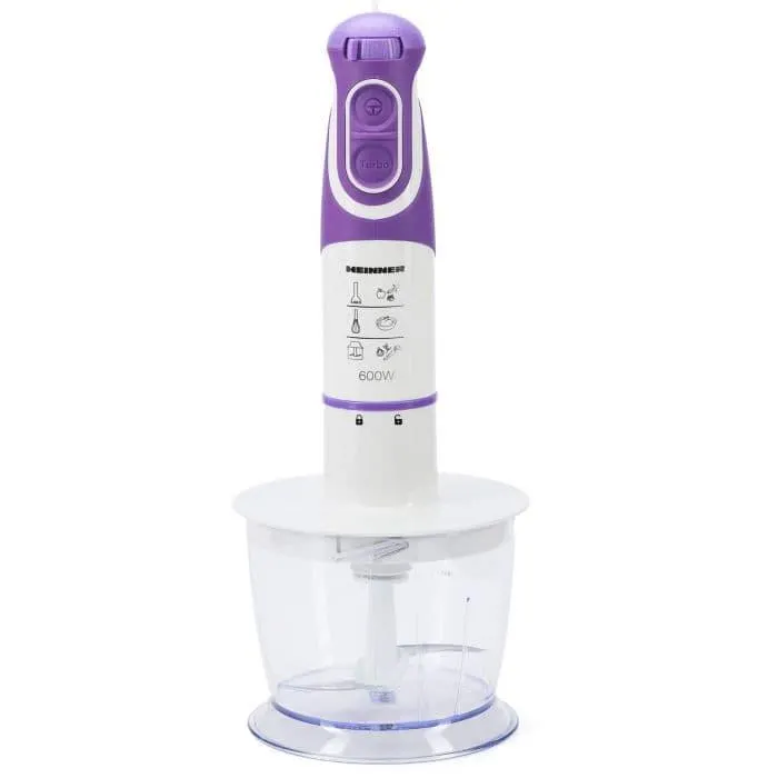 Mixer vertical Heinner HB-600UV, 600 W, 0.7 l, 5 viteze, Alb/Mov