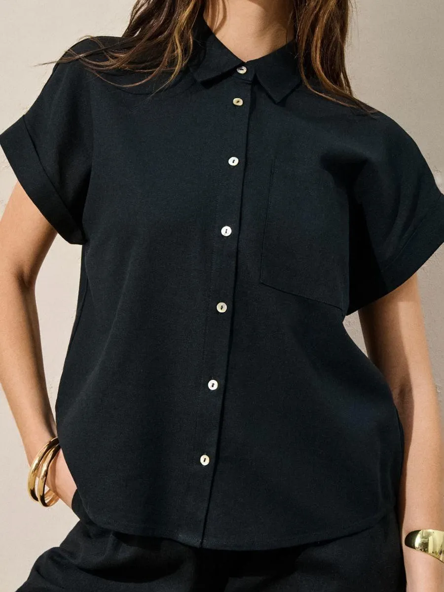 Cămașă din vâscoză cu amestec de in