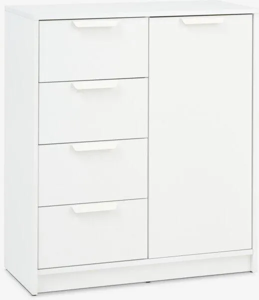 Comodă 4 sertare 1 ușă JENSLEV albă