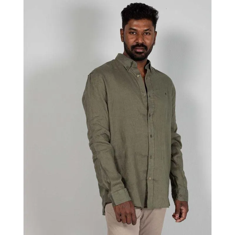 Camasa uni din in cu guler ascutit 24KOSD4003