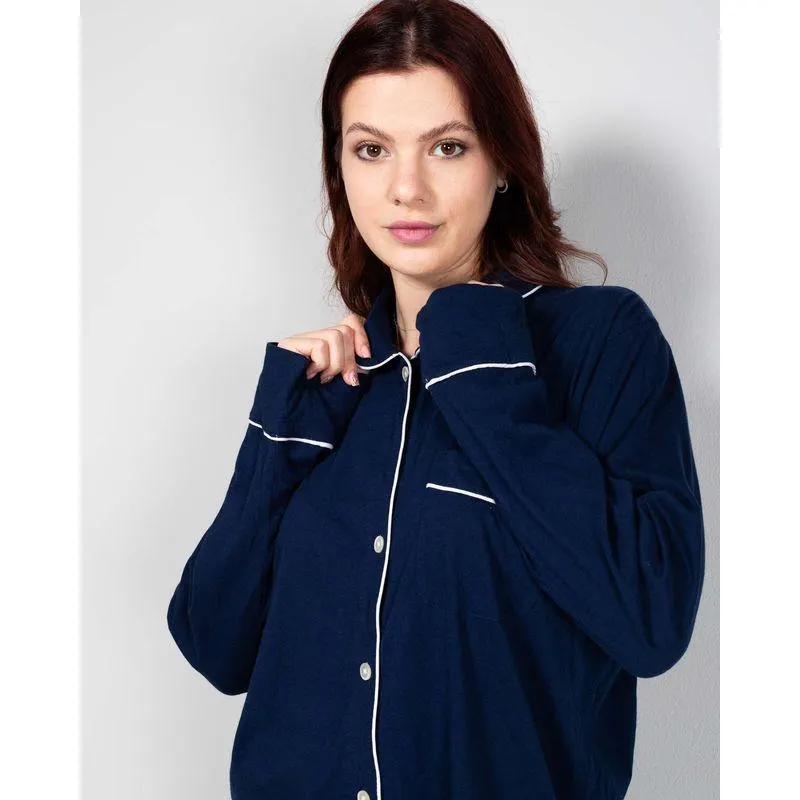 Bluza de pijama din bumbac cu nasturi N240541007