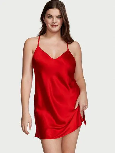Rochie tip slip din satin, cu spatele descoperit