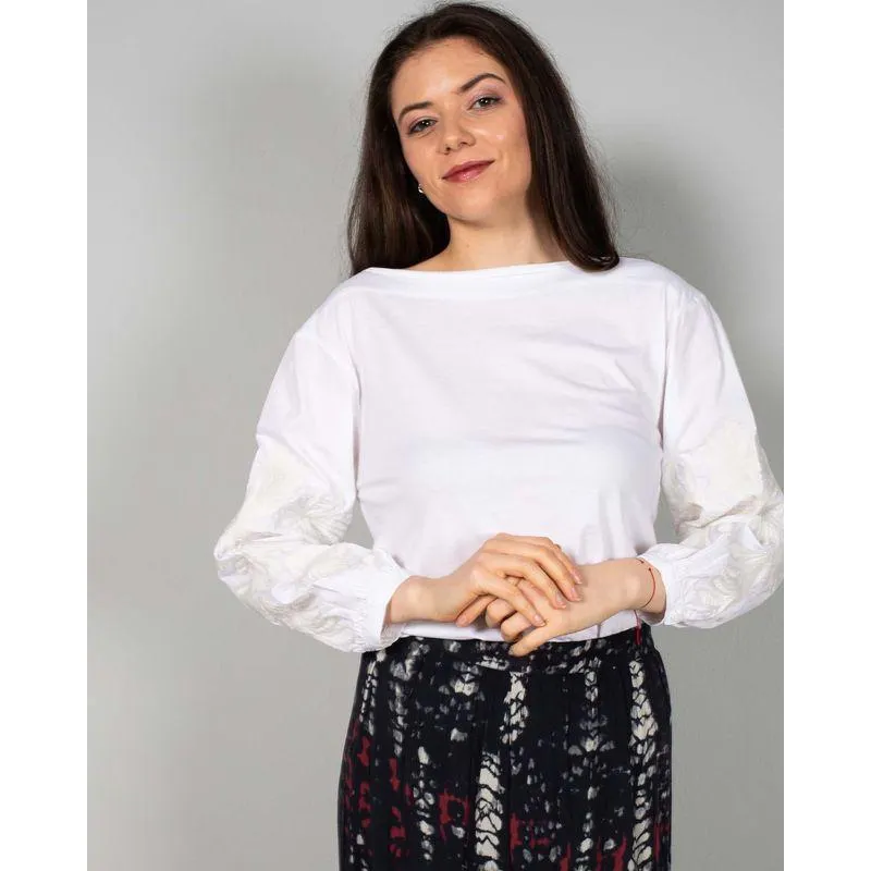 Bluza cu maneci brodate N240157068