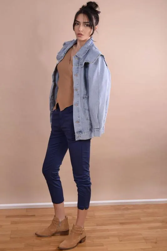 Pantaloni casual bleumarin uni 351-3 BMI