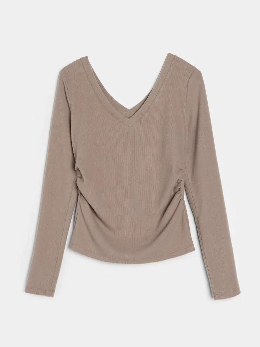 Bluză cu pliere și amestec de vâscoză