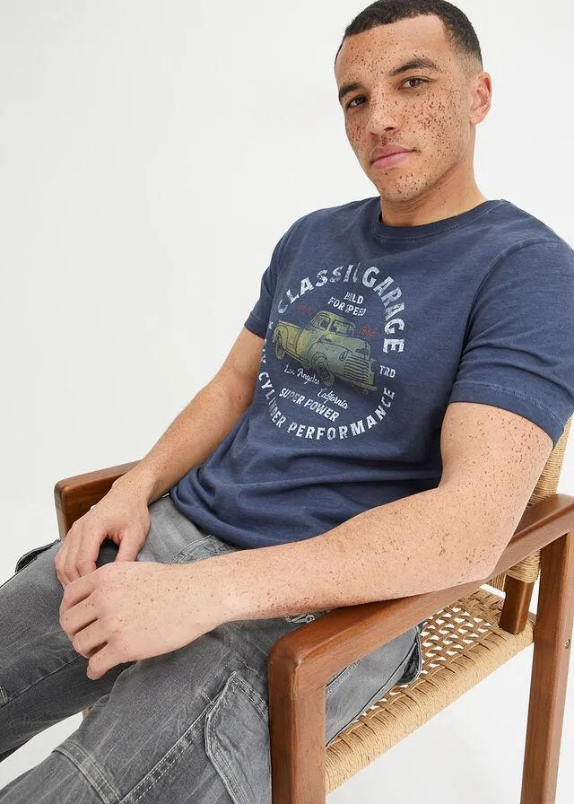 Tricou cu efecte vintage, bumbac bio