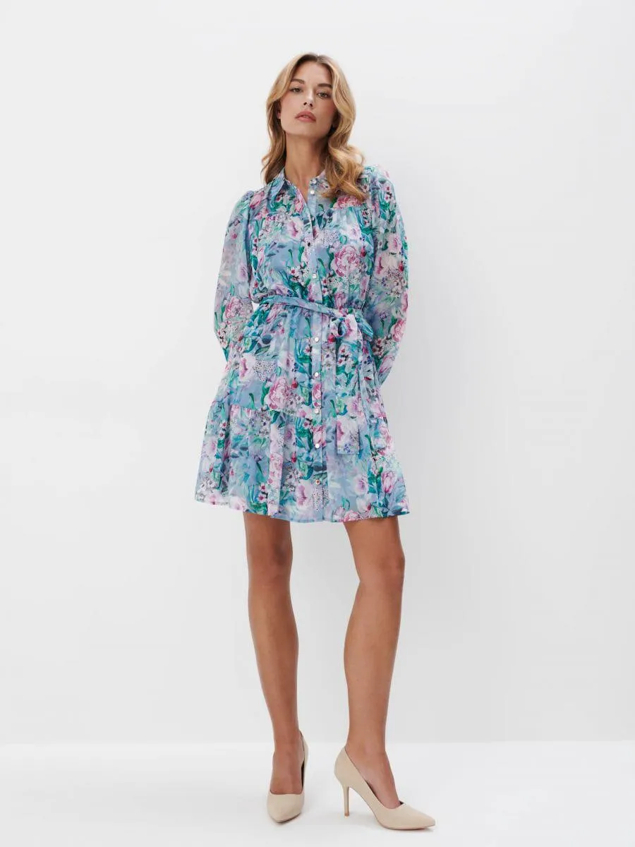 Košilové mini šaty s květinovým vzorem