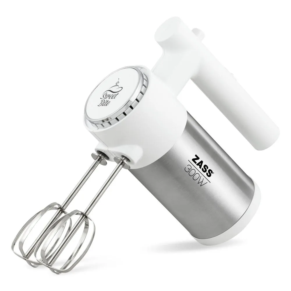 Mixer de mana Zass ZHM 08, 5 trepte de viteza, 300 W, Alb