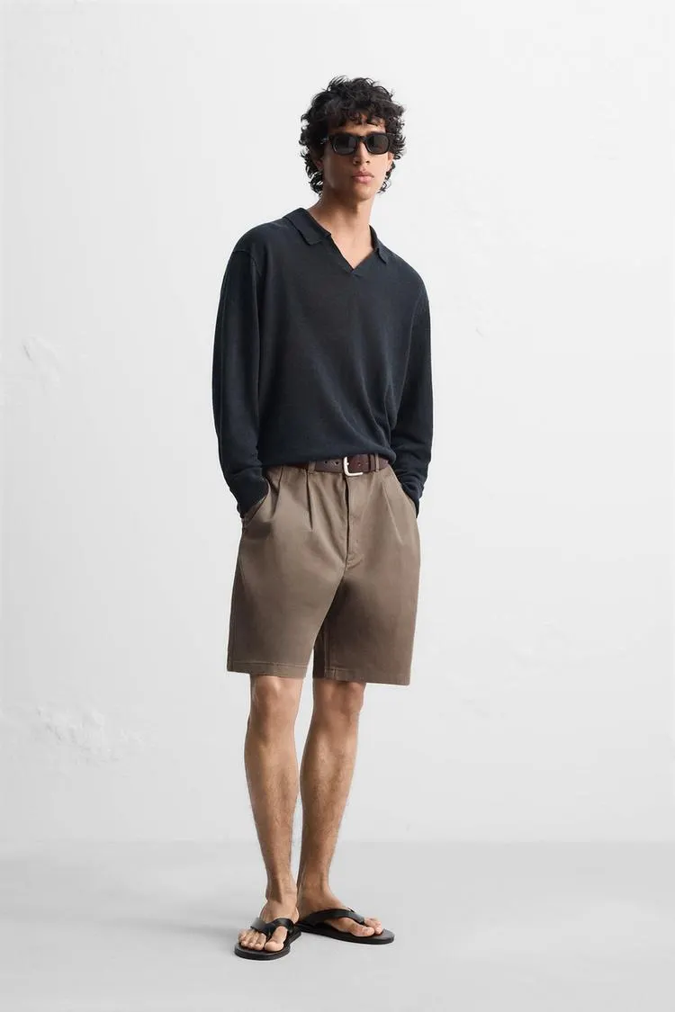 RELAXED FIT PLEATED SHORTS