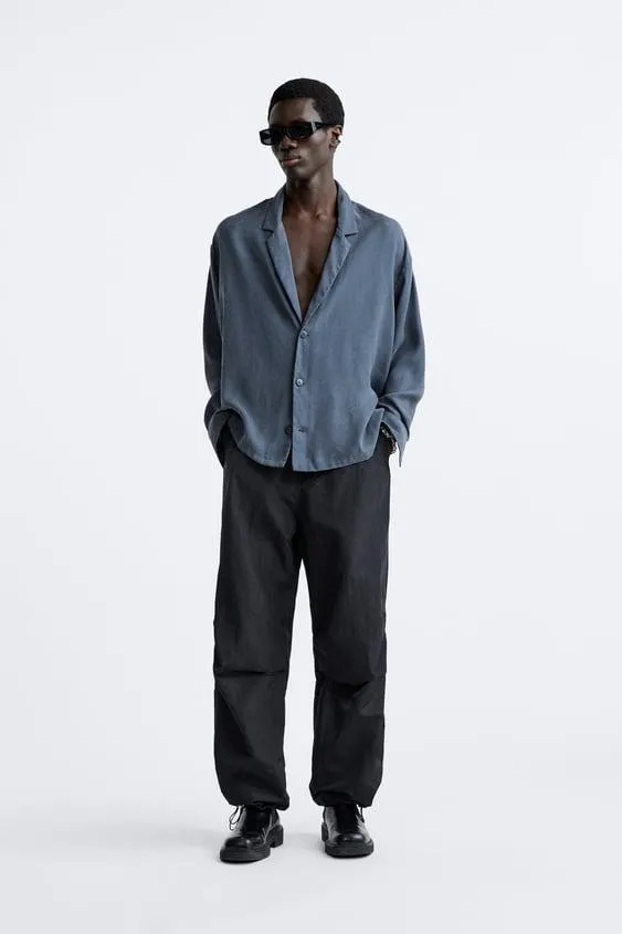 PANTALONI DIN ȚESĂTURĂ TEHNICĂ PARACHUTE