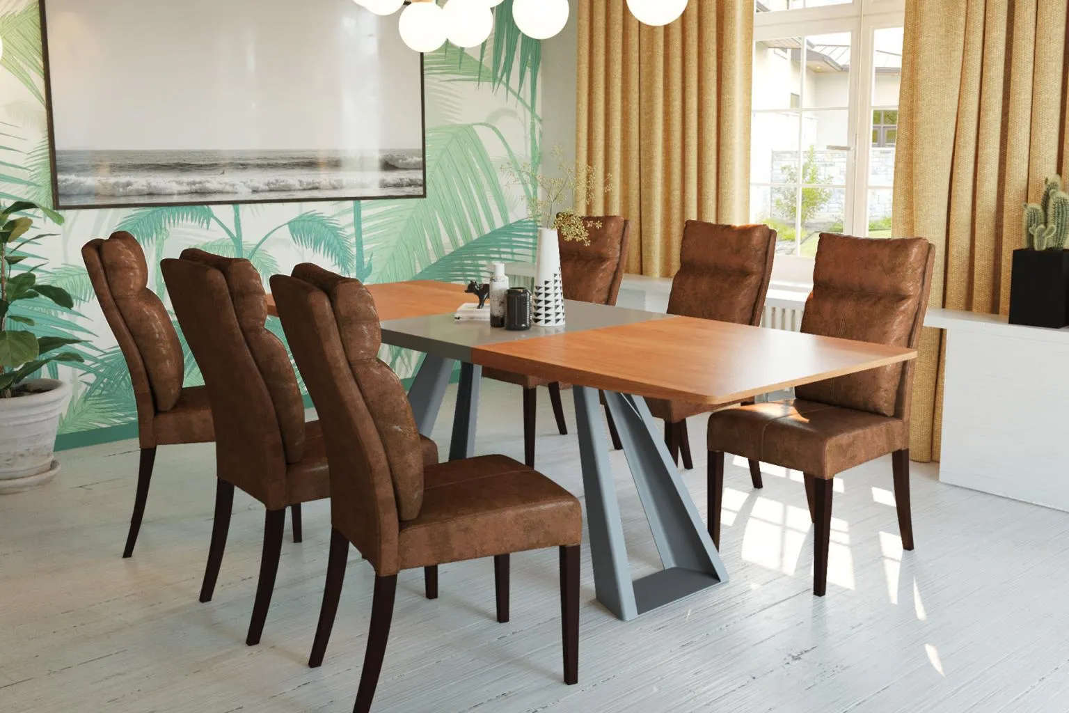 Pachet masă Palatin și 6 scaune Alaska Clasic