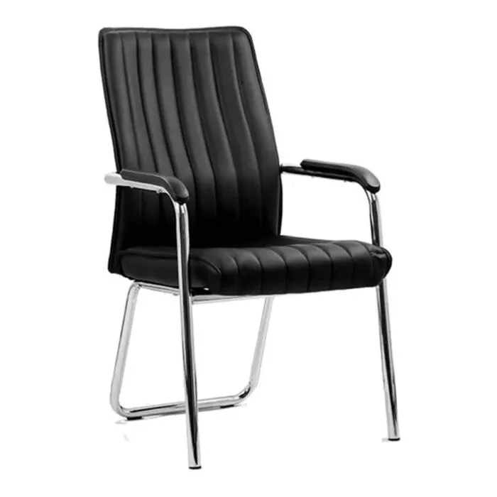 Scaun conferinta HRC 614, fix, imitatie piele, negru