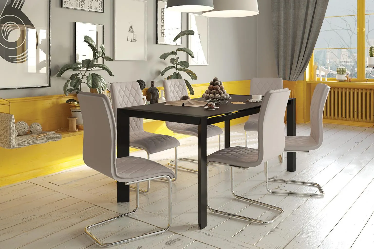 Masă mică New York și 6 scaune Ines