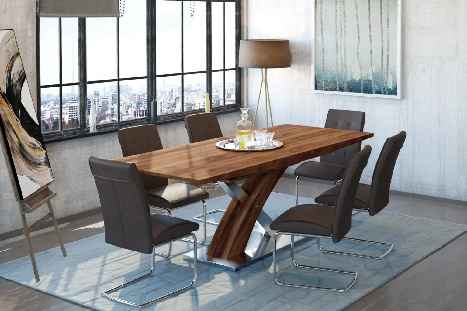 Pachet masă Taipei și 6 scaune Corint