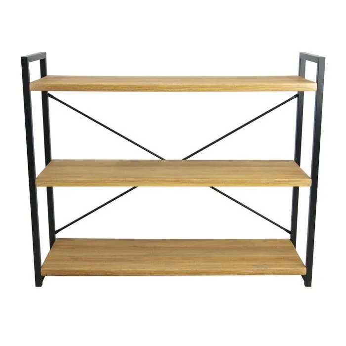 Etajera Blogbuzz, MDF + metal, fag + negru, 115 x 35 x 94 cm, 1C