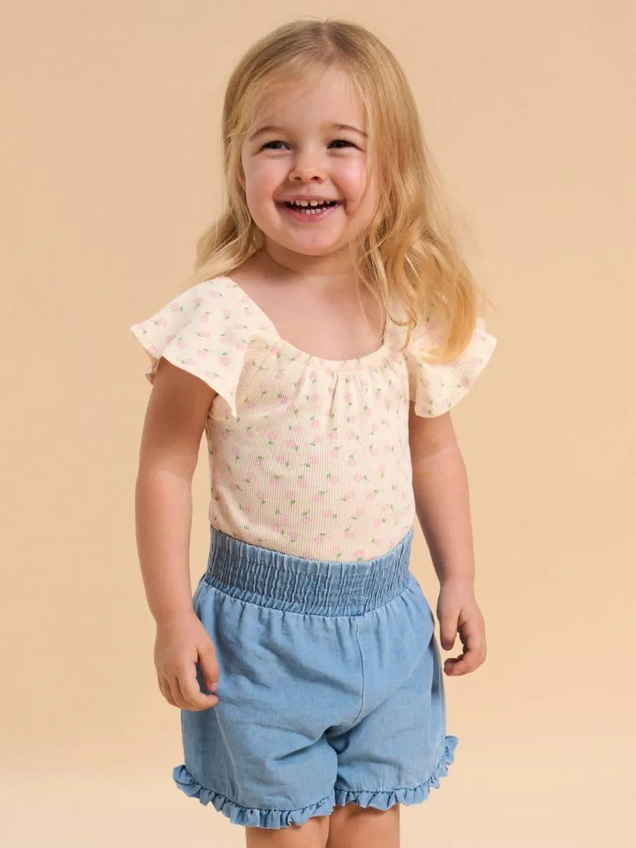 Pantaloni scurți din denim, cu talie înaltă