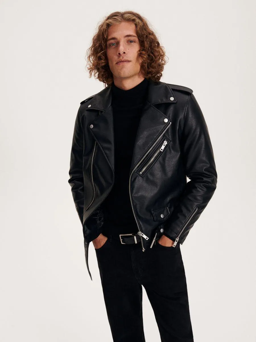 Geacă biker din piele ecologică