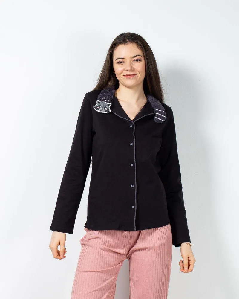 Bluza de pijama din bumbac cu maneca lunga 23MUR41007