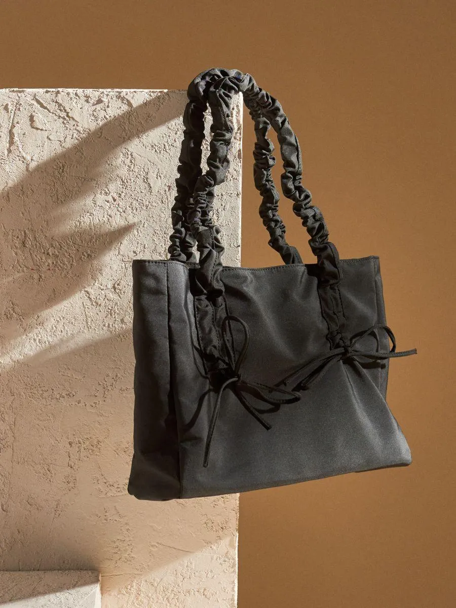 Geantă tote cu funde decorative