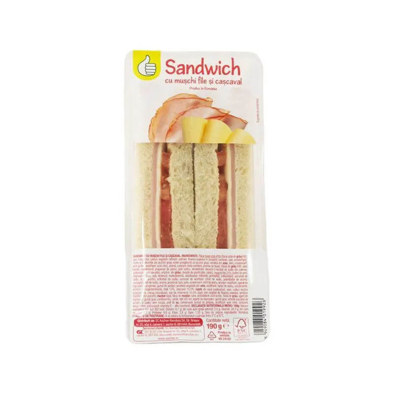 Sandwich cu muschi file si cascaval Pouce, 190 g Sandwich cu muschi file si cascaval Pouce, 190 g