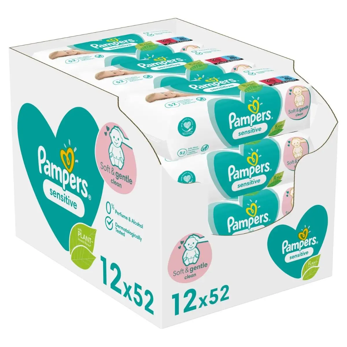 Servetele umede Pampers Sensitive, XXL Box, 12 pachete x 52buc