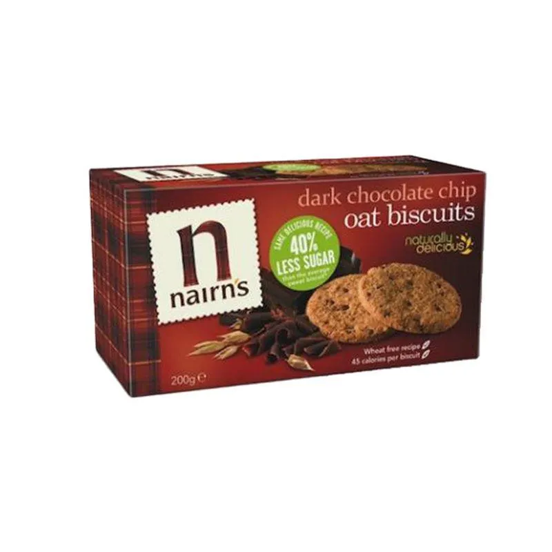 Biscutii din ovaz integral cu ciocolata Nairn's, 200 g Biscutii din ovaz integral cu ciocolata Nairn's, 200 g
