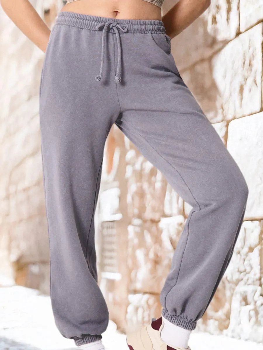 Pantaloni de trening cu efect prespălat